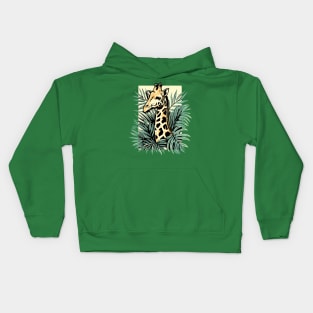 Giraffe between leaves Kids Hoodie